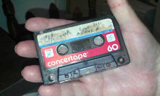 Cassette Tape Containing Live Press Site Challenger Recording, Photo Courtesy Lee Riley