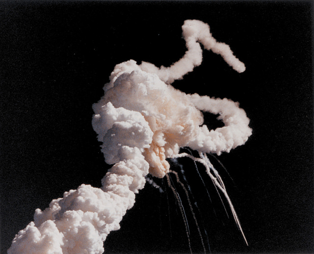 Challenger Explosion View From Kennedy Space Center Press Site, File Photo Courtesy NASA