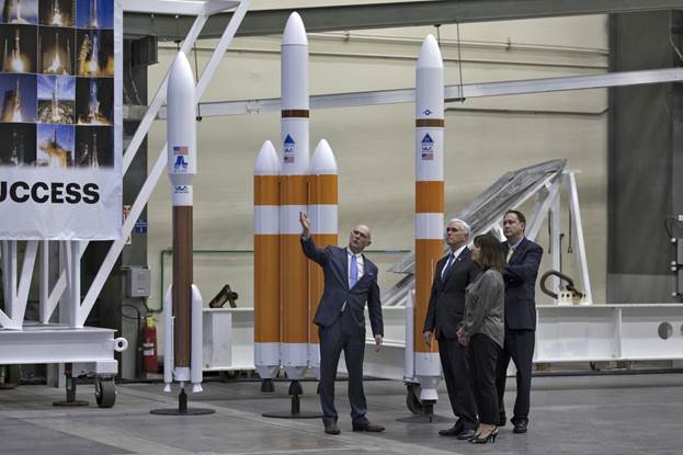 Vice President Mike Pence Tours Delta IV Horizontal Integration Facility, Photo Courtesy NASA