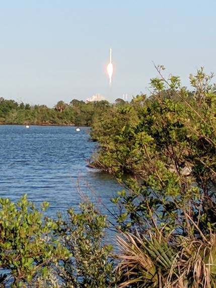 Falcon 9 TESS Launch View From Press Site, Photo Courtesy Cliff Lethbridge/Spaceline