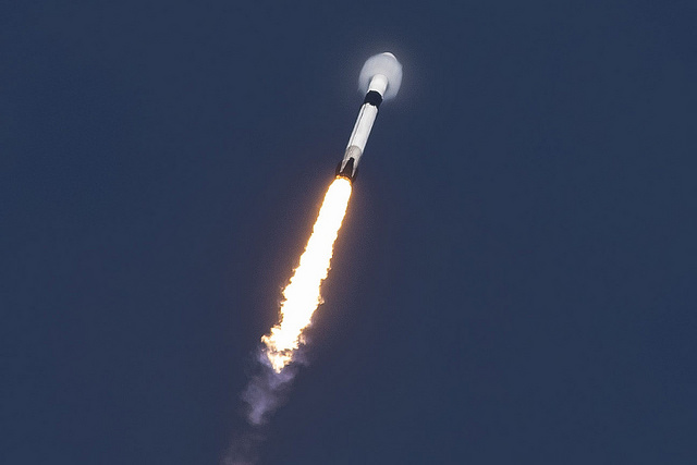 Falcon 9 In Flight With Max Q Halo Effect, Photo Courtesy SpaceX