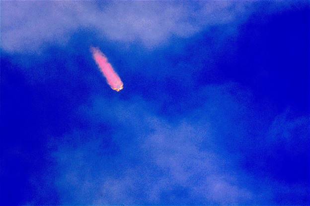 Falcon 9 Approaching Booster Engine Cutoff, Photo Courtesy Lloyd Behrendt