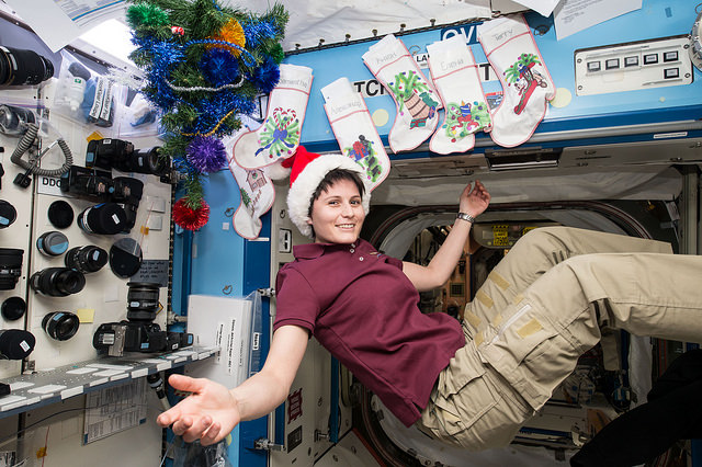 Expedition 42 Astronaut Samantha Cristoforetti Christmas Aboard ISS, File Photo Courtesy NASA