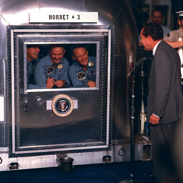 President Nixon Meets Quarantined Astronauts, File Photo Courtesy NASA