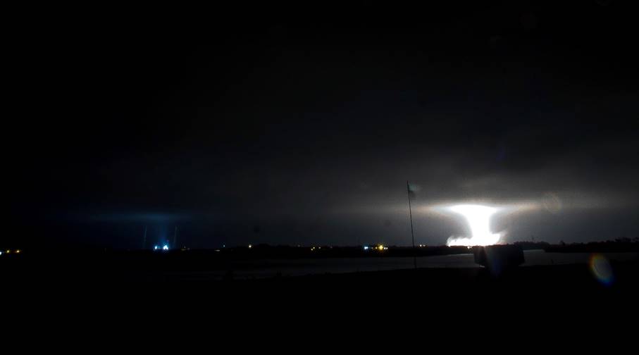 Clouds Obscure Falcon 9 Starlink V1.0-L17 Launch, Photo Courtesy Carleton Bailie Spaceline