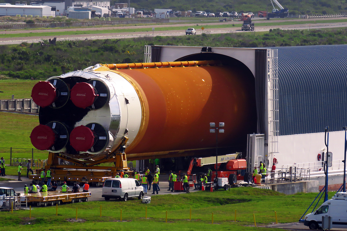 SLS Core Booster Offloads At KSC, Photo Courtesy Carleton Bailie Spaceline