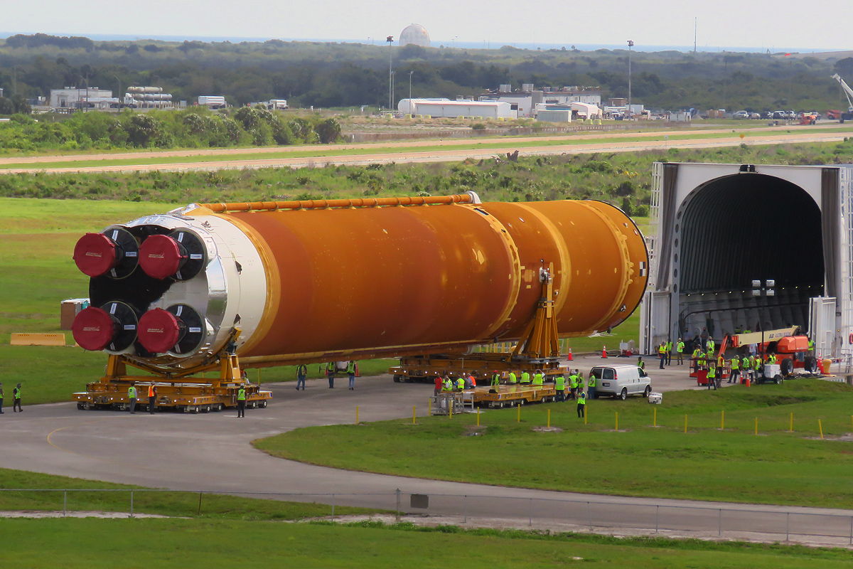 SLS Core Booster Offloads At KSC, Photo Courtesy Carleton Bailie Spaceline